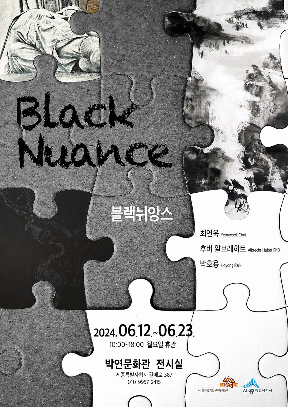 최연욱, 박호용, 후버 알브레히트 그룹전 '블랙 뉘앙스  Black Nuances' 포스터